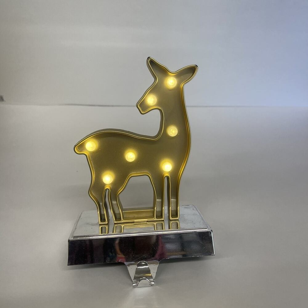 Gold‎ LED Lighted Deer Christmas Stocking Holder 6.5”